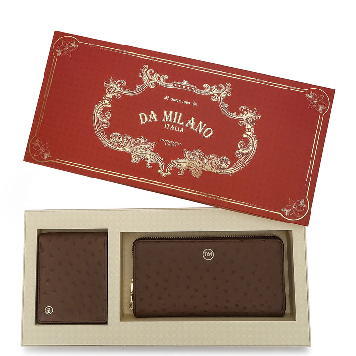 Ostrich Leather Gift Set - Walnut