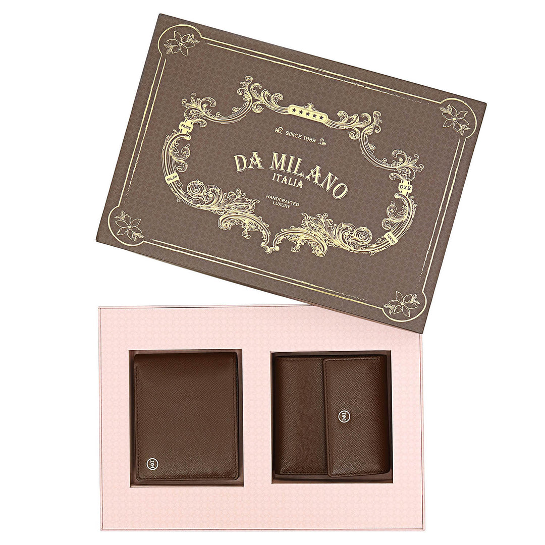 Saffiano Leather His & Her Gift Set - Walnut