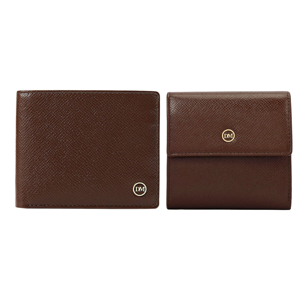 Saffiano Leather His & Her Gift Set - Walnut