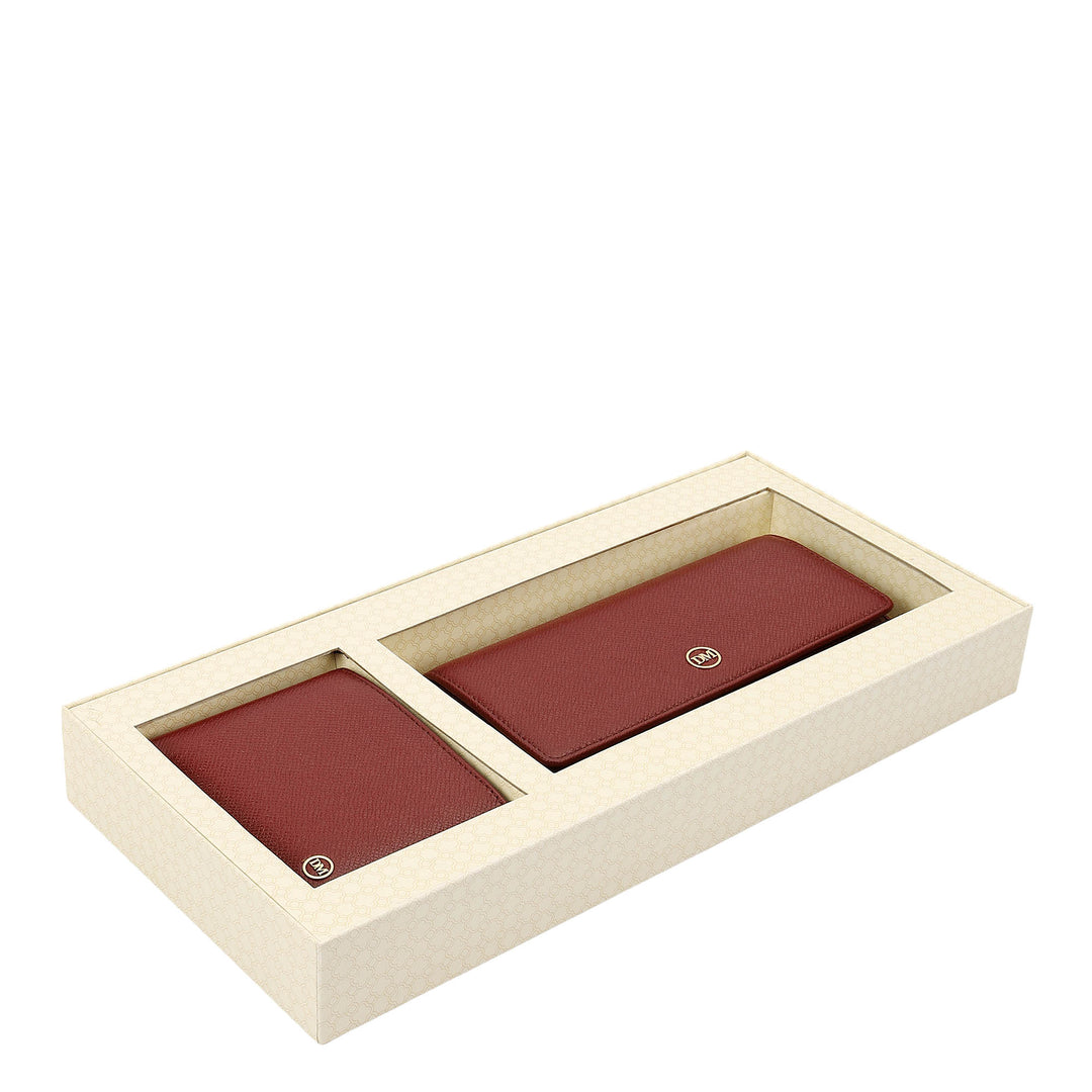 Saffiano Leather His & Her Gift Set - Cherry