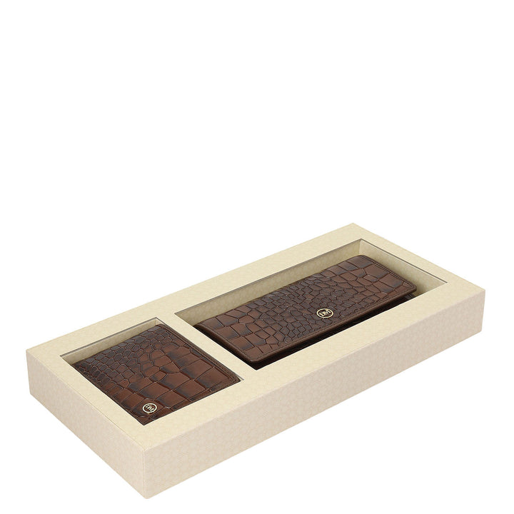 Saffinao Leather His & Her Gift Set - Walnut