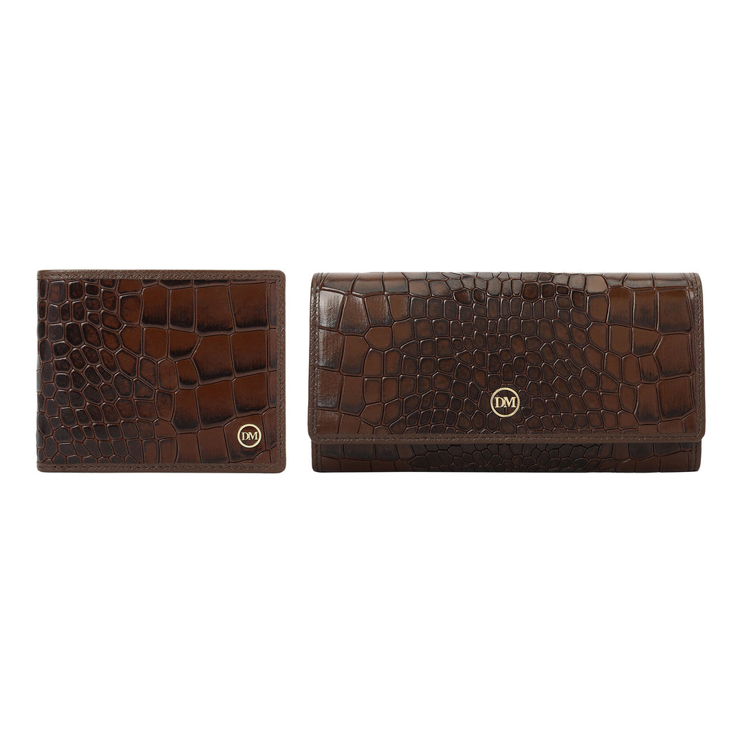 Saffinao Leather His & Her Gift Set - Walnut