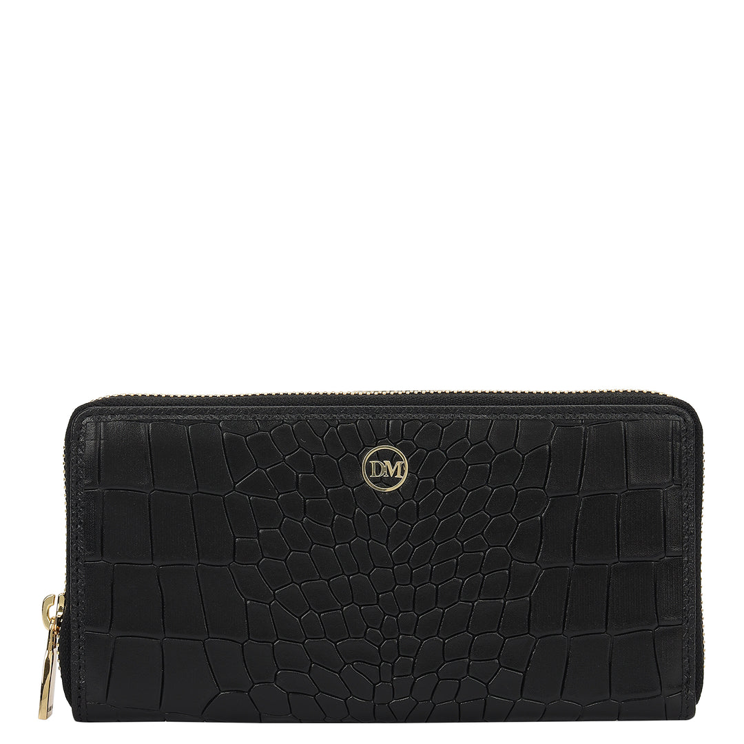 Croco- Textured Leather His & Her Gift Set - Black