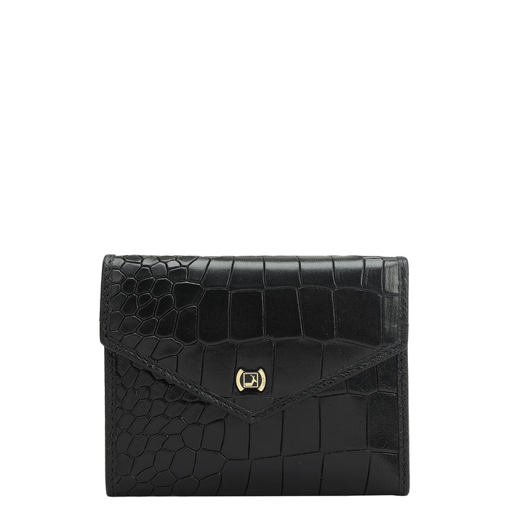 Black Plain Croco Ladies Wallet & Belt Gift Set