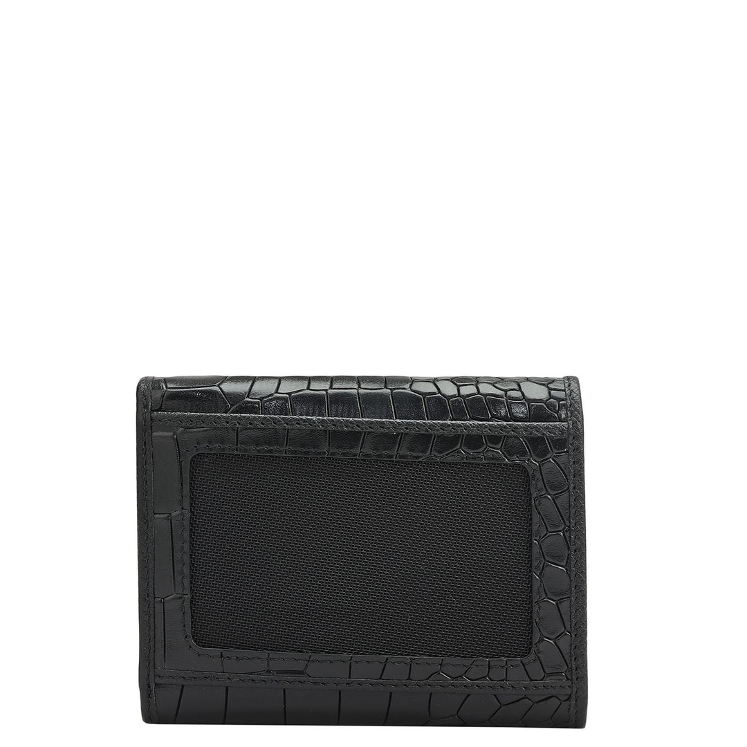 Black Plain Croco Ladies Wallet & Belt Gift Set