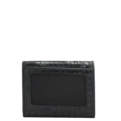 Black Plain Croco Ladies Wallet & Belt Gift Set