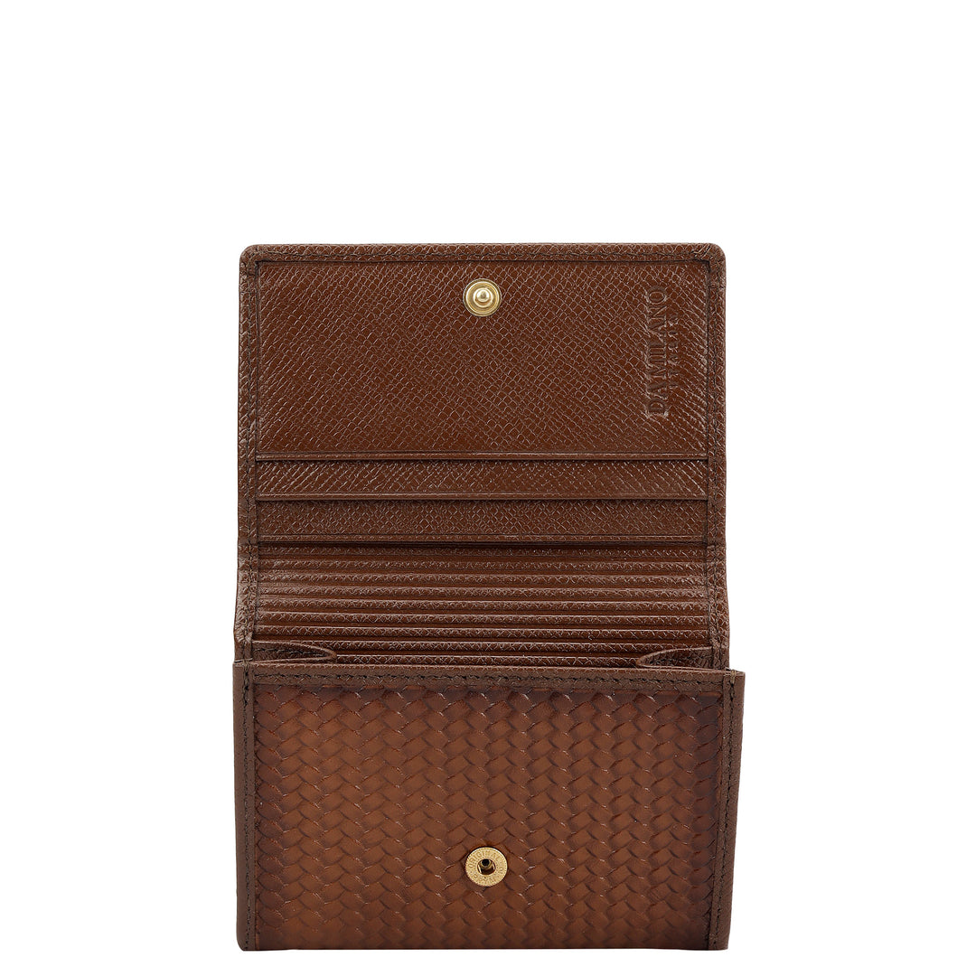 Chocolate Cognac Franzy Mat-Emboss Leather Mens Wallet & Card Case Gift Set