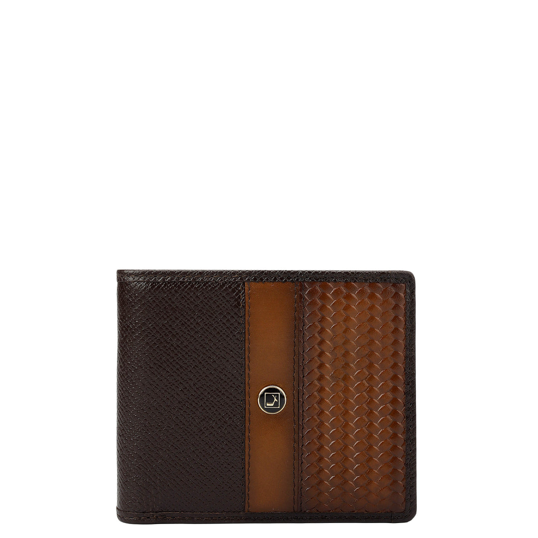 Chocolate Cognac Franzy Mat-Emboss Leather Mens Wallet & Card Case Gift Set