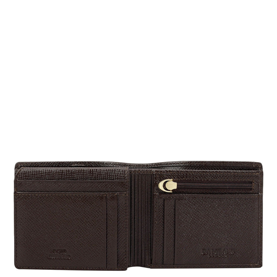 Chocolate Cognac Franzy Mat-Emboss Leather Mens Wallet & Card Case Gift Set