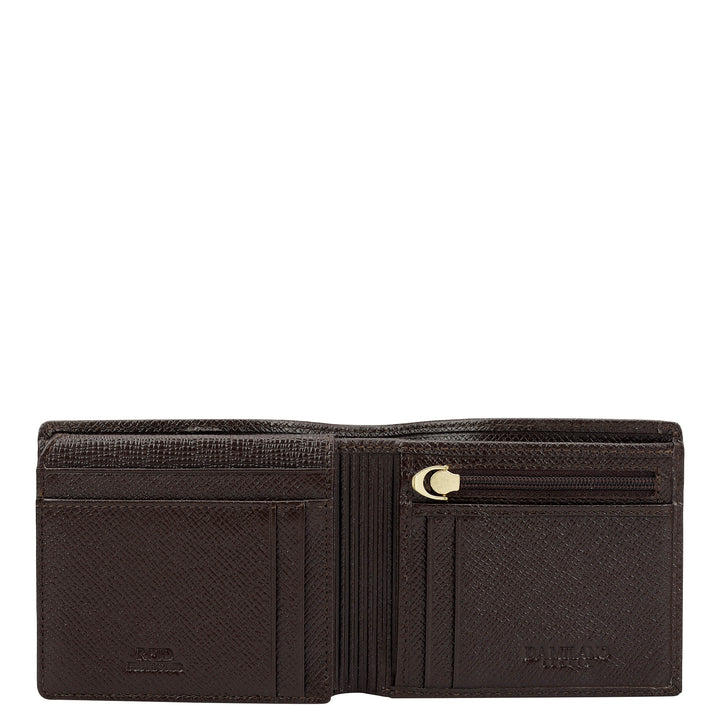 Chocolate Cognac Franzy Mat-Emboss Leather Mens Wallet & Card Case Gift Set