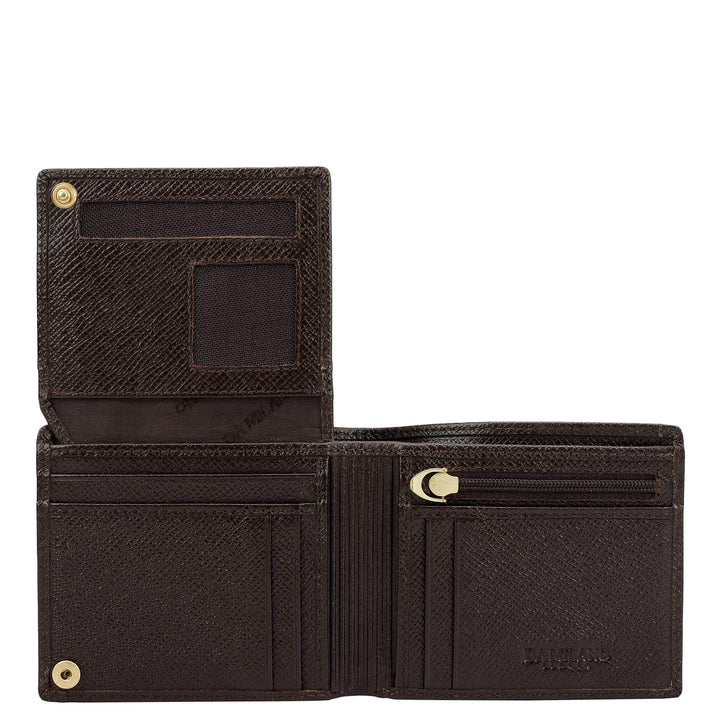 Chocolate Cognac Franzy Mat-Emboss Leather Mens Wallet & Card Case Gift Set