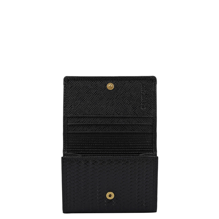 Black Franzy Mat-Emboss Leather Mens Wallet & Card Case Gift Set