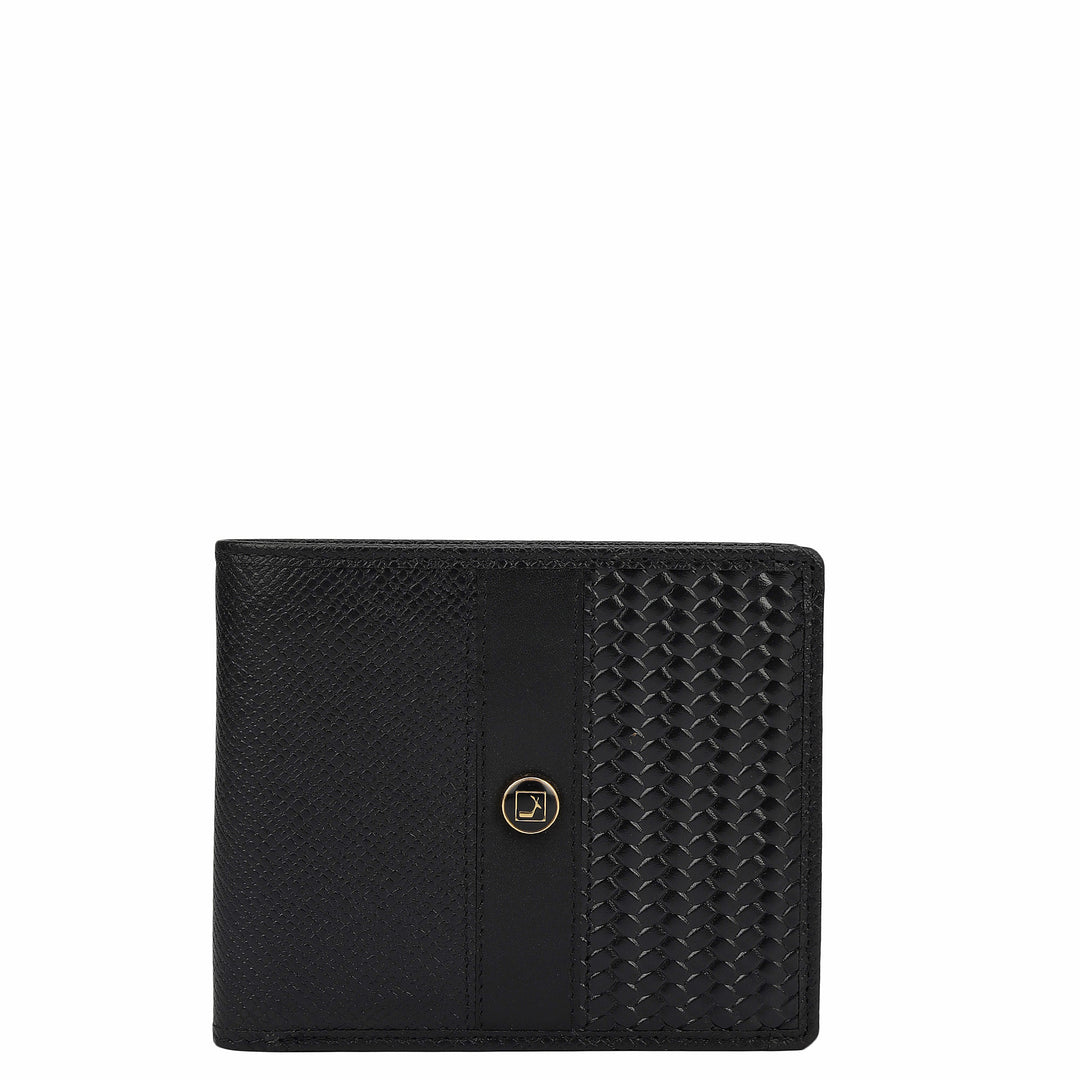 Black Franzy Mat-Emboss Leather Mens Wallet & Card Case Gift Set