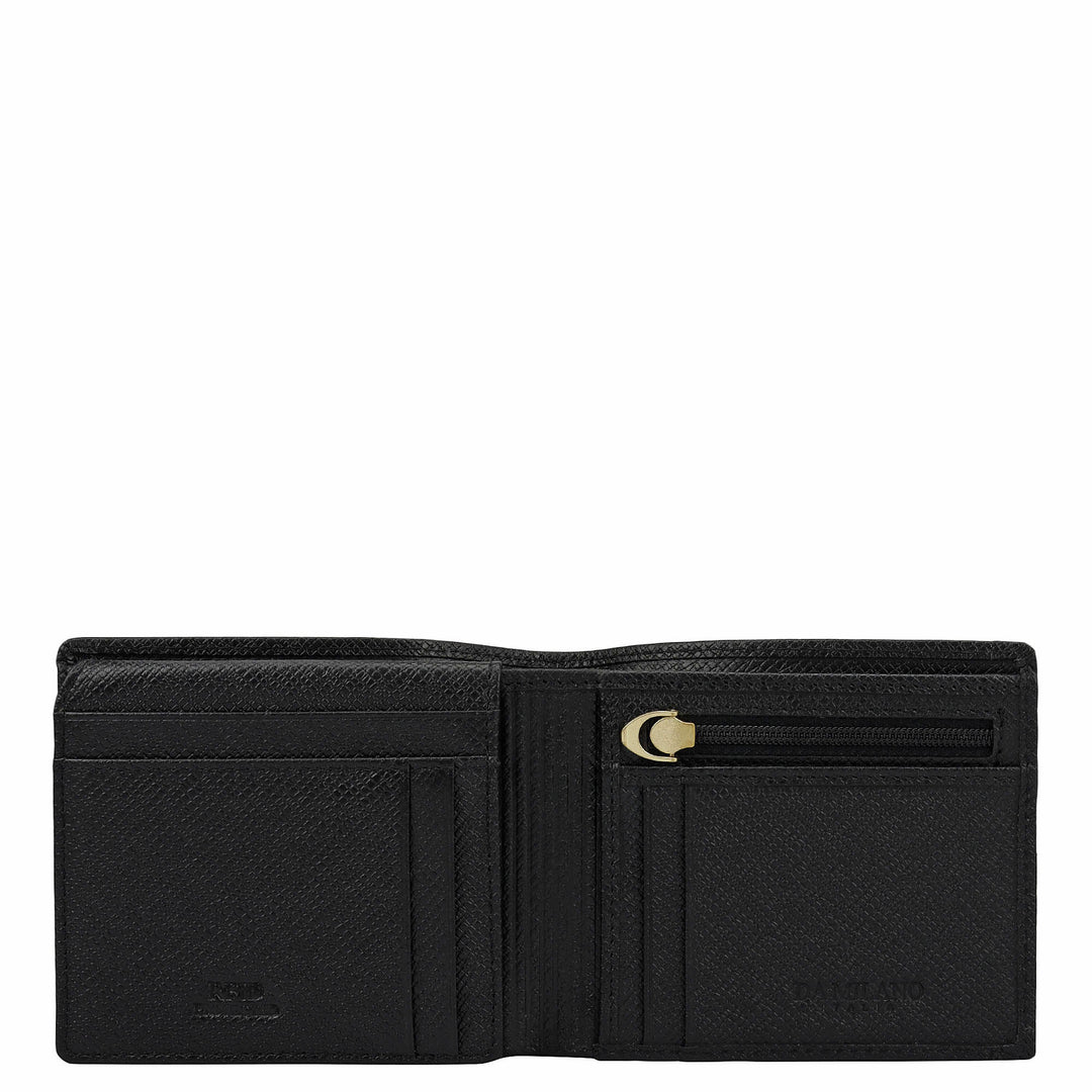 Black Franzy Mat-Emboss Leather Mens Wallet & Card Case Gift Set