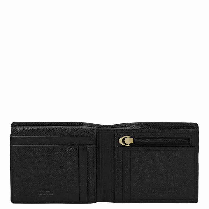 Black Franzy Mat-Emboss Leather Mens Wallet & Card Case Gift Set