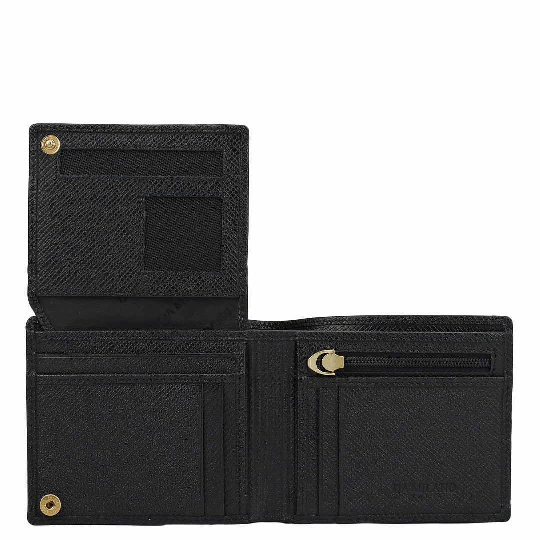 Black Franzy Mat-Emboss Leather Mens Wallet & Card Case Gift Set