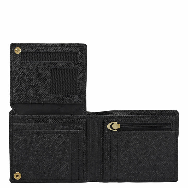 Black Franzy Mat-Emboss Leather Mens Wallet & Card Case Gift Set