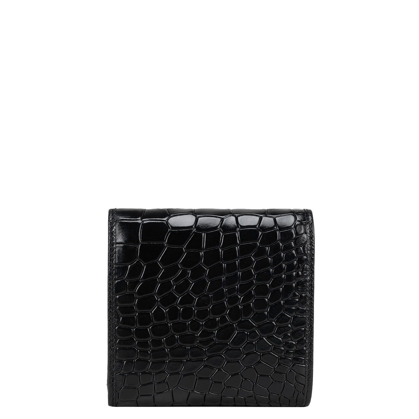 Black Croco Leather Ladies Wallet & Keychain Gift Set