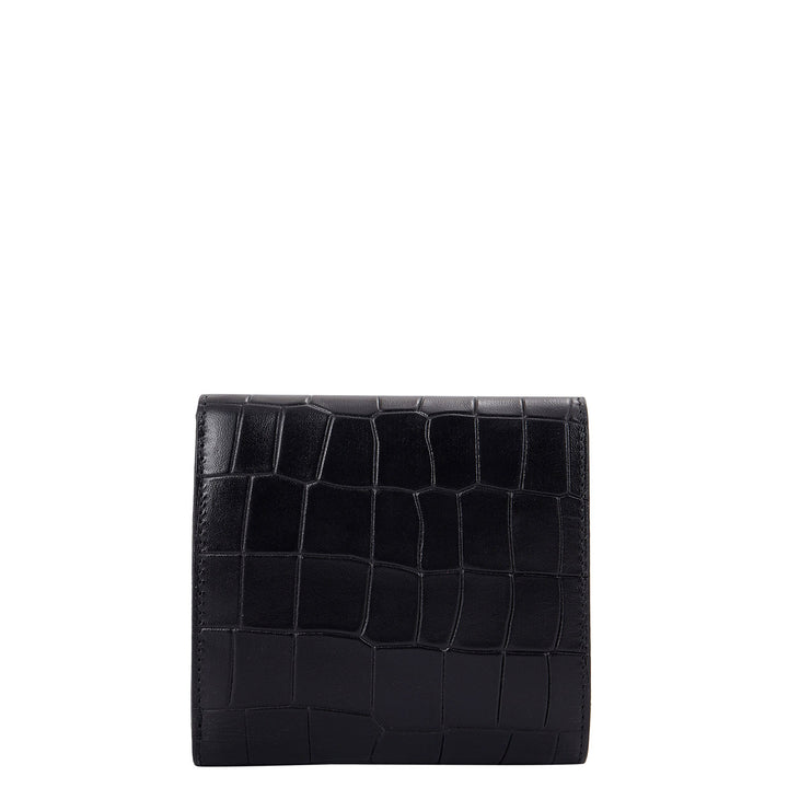 Croco-Textured Leather Women's Gift Set - Black