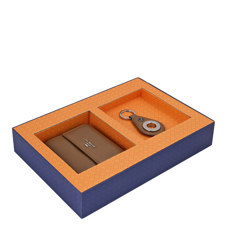 Saffiano Leather Women's Gift Set - Cafe