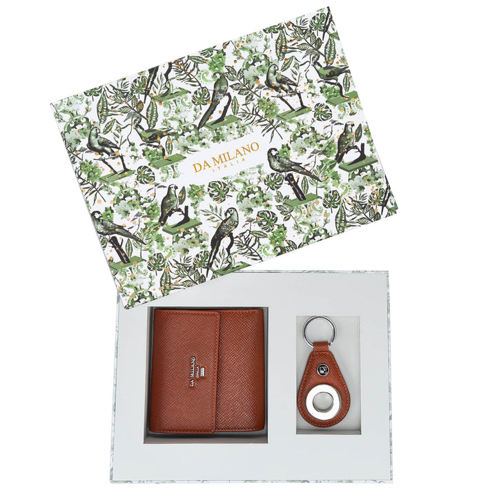 Rust Franzy Leather Ladies Wallet & Keychain Gift Set