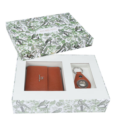 Rust Franzy Leather Ladies Wallet & Keychain Gift Set