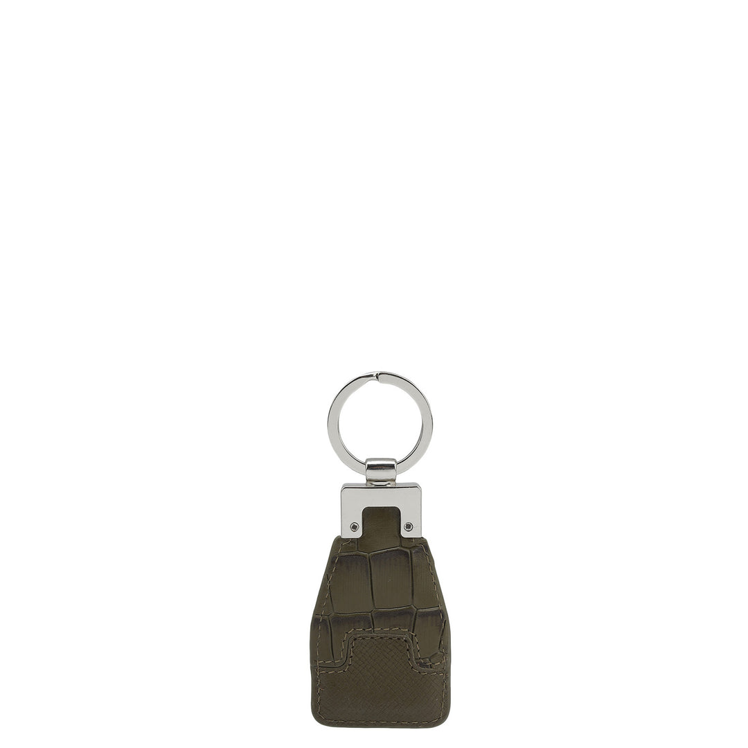 Military Green Croco Leather Mens Wallet & Keychain Gift Set