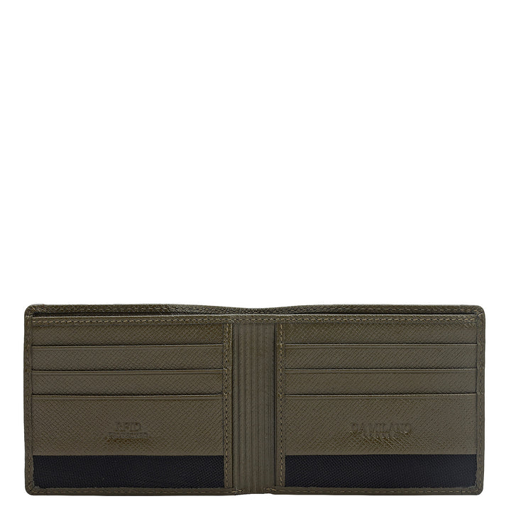 Military Green Franzy Croco Leather Mens Wallet & Keychain Gift Set