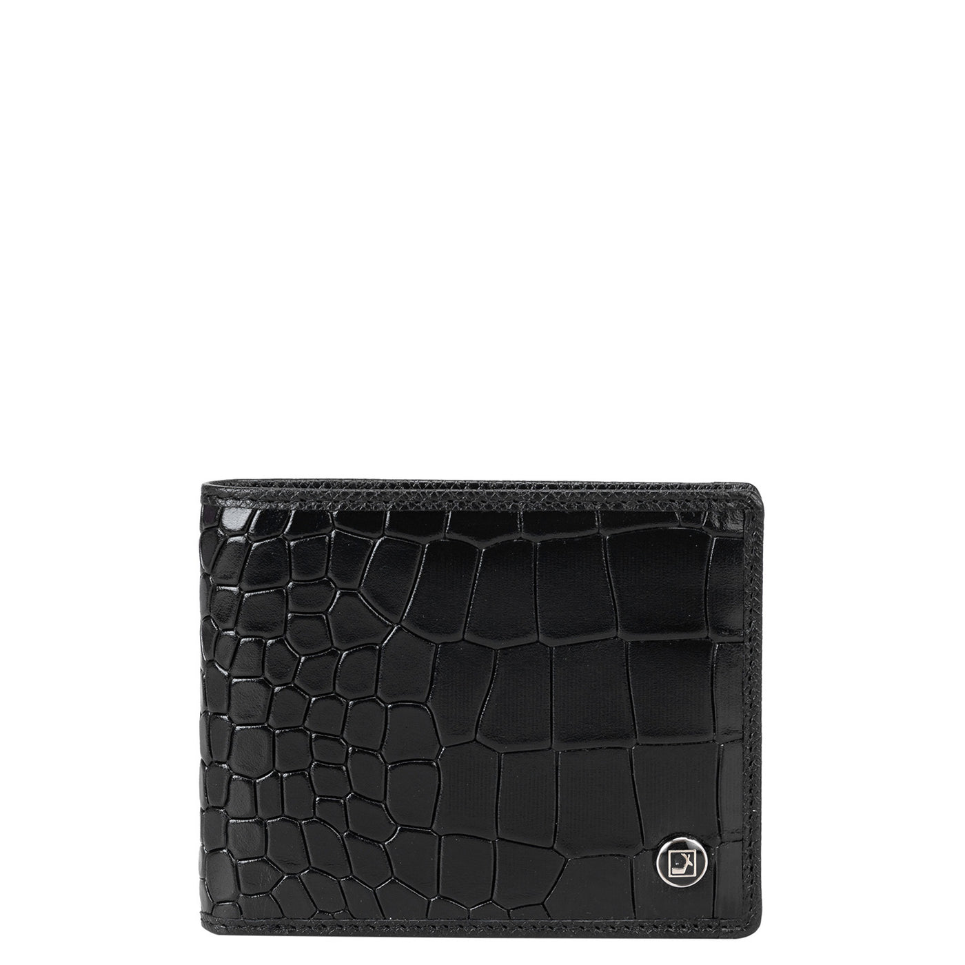 Black Croco Leather Mens Wallet & Keychain Gift Set