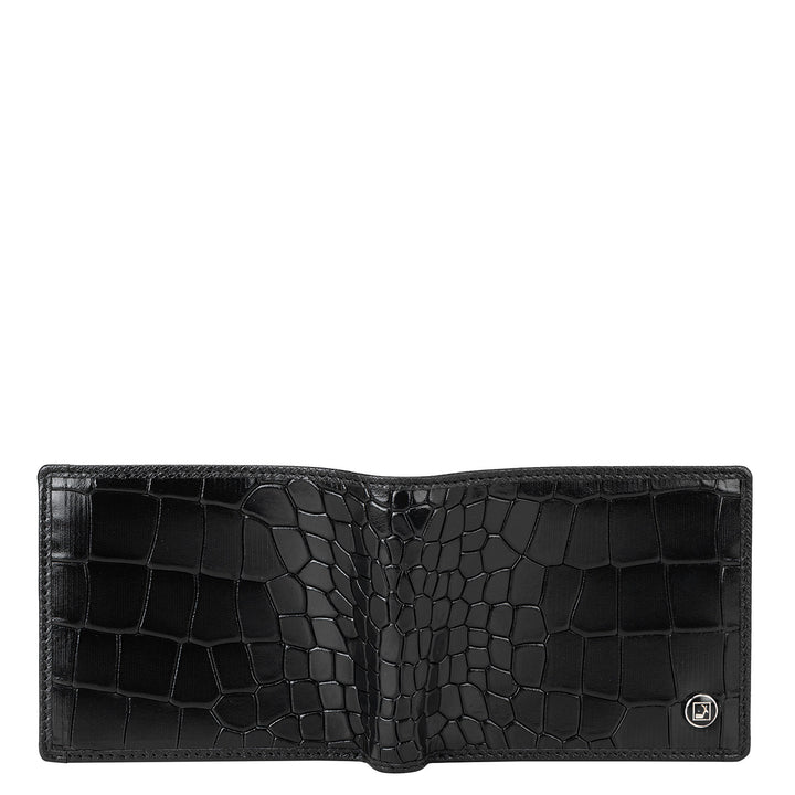 Black Croco Leather Mens Wallet & Keychain Gift Set