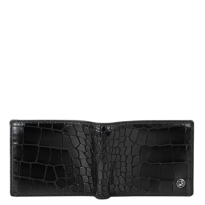 Black Croco Leather Mens Wallet & Keychain Gift Set