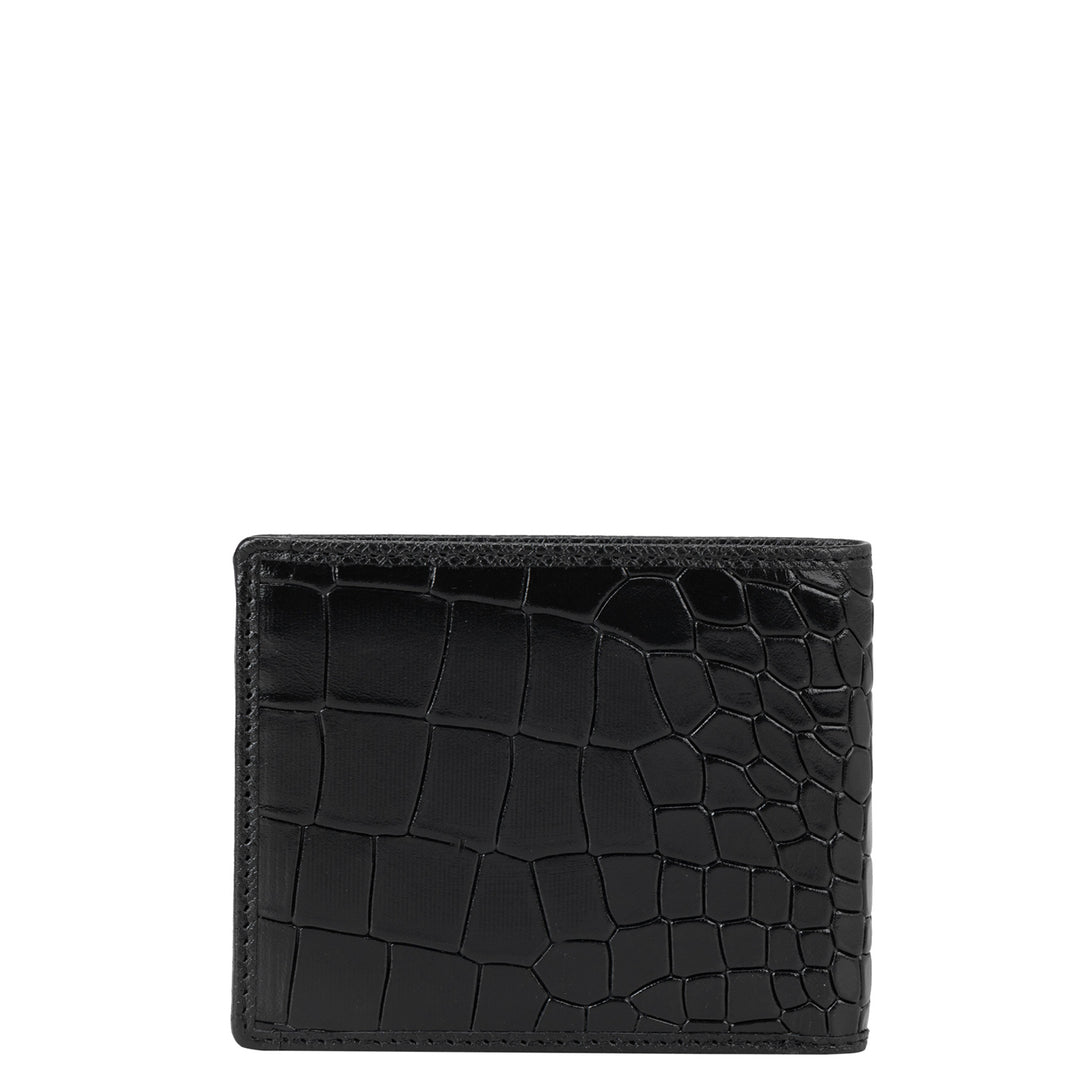 Black Croco Leather Mens Wallet & Keychain Gift Set