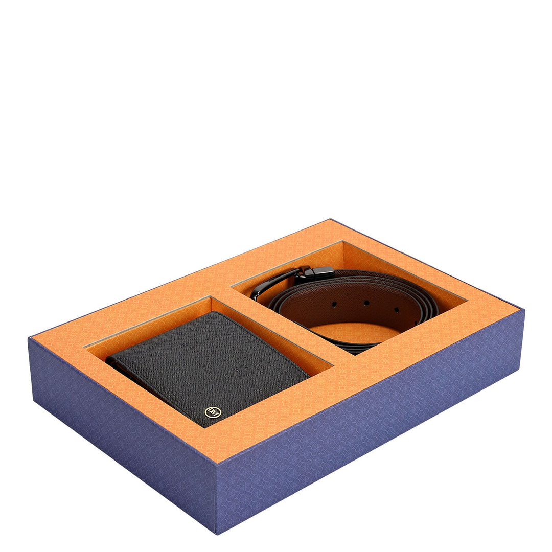Saffiano Leather Men's Wallet & Belt Gift Set