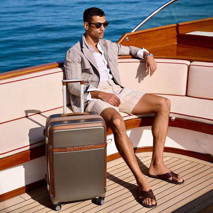 Emboss Check-In PC Trolley (M) - Champagne & Cognac