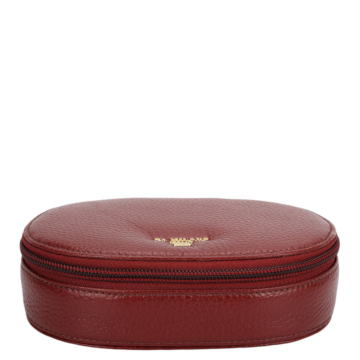 Wax Leather Jewellery Case - Cherry