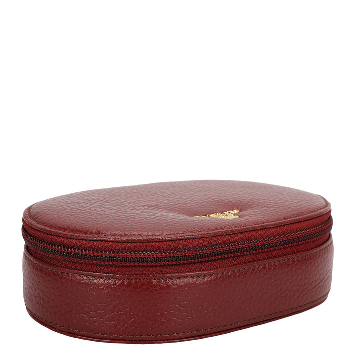Wax Leather Jewellery Case - Cherry