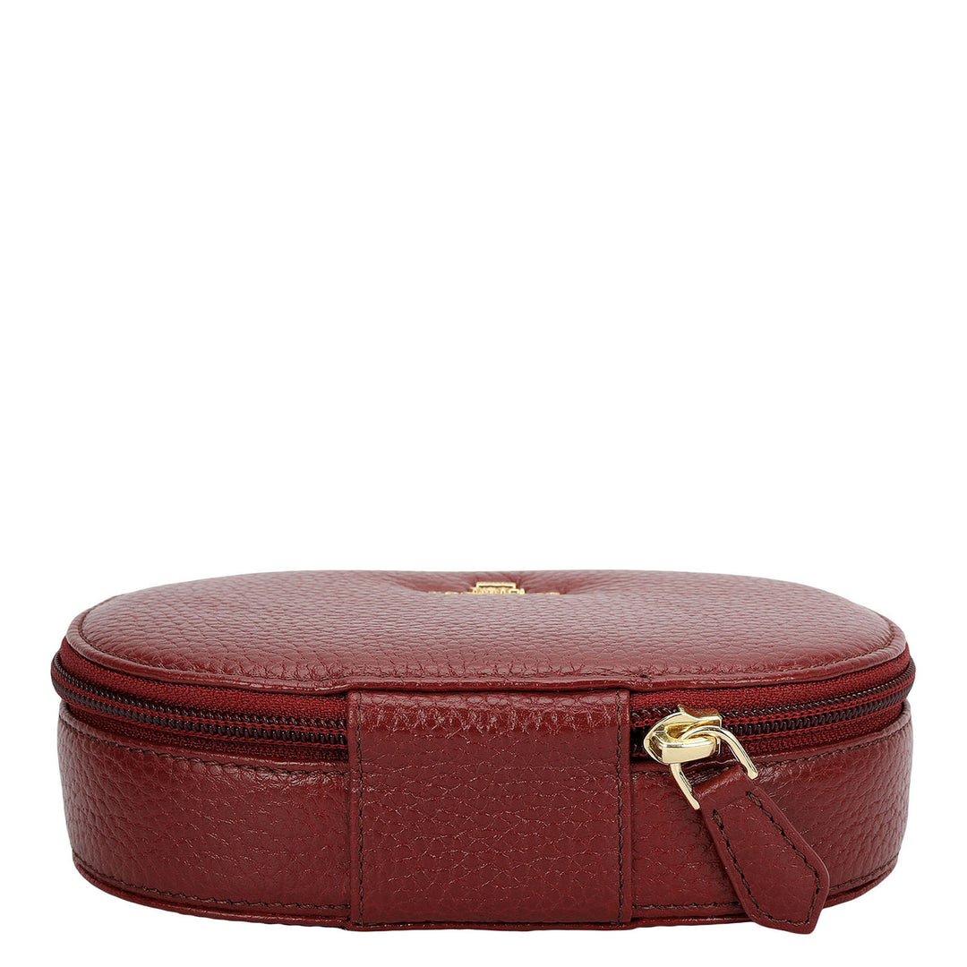 Wax Leather Jewellery Case - Cherry
