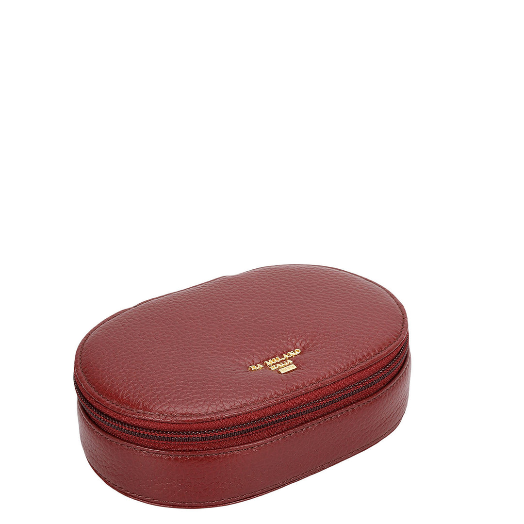 Wax Leather Jewellery Case - Cherry