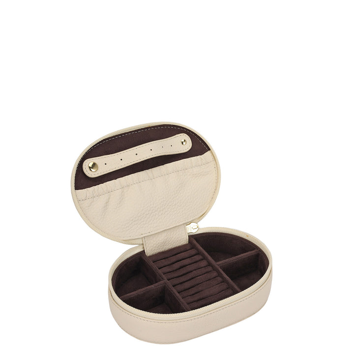 Wax Leather Jewellery Case - Marshmallow