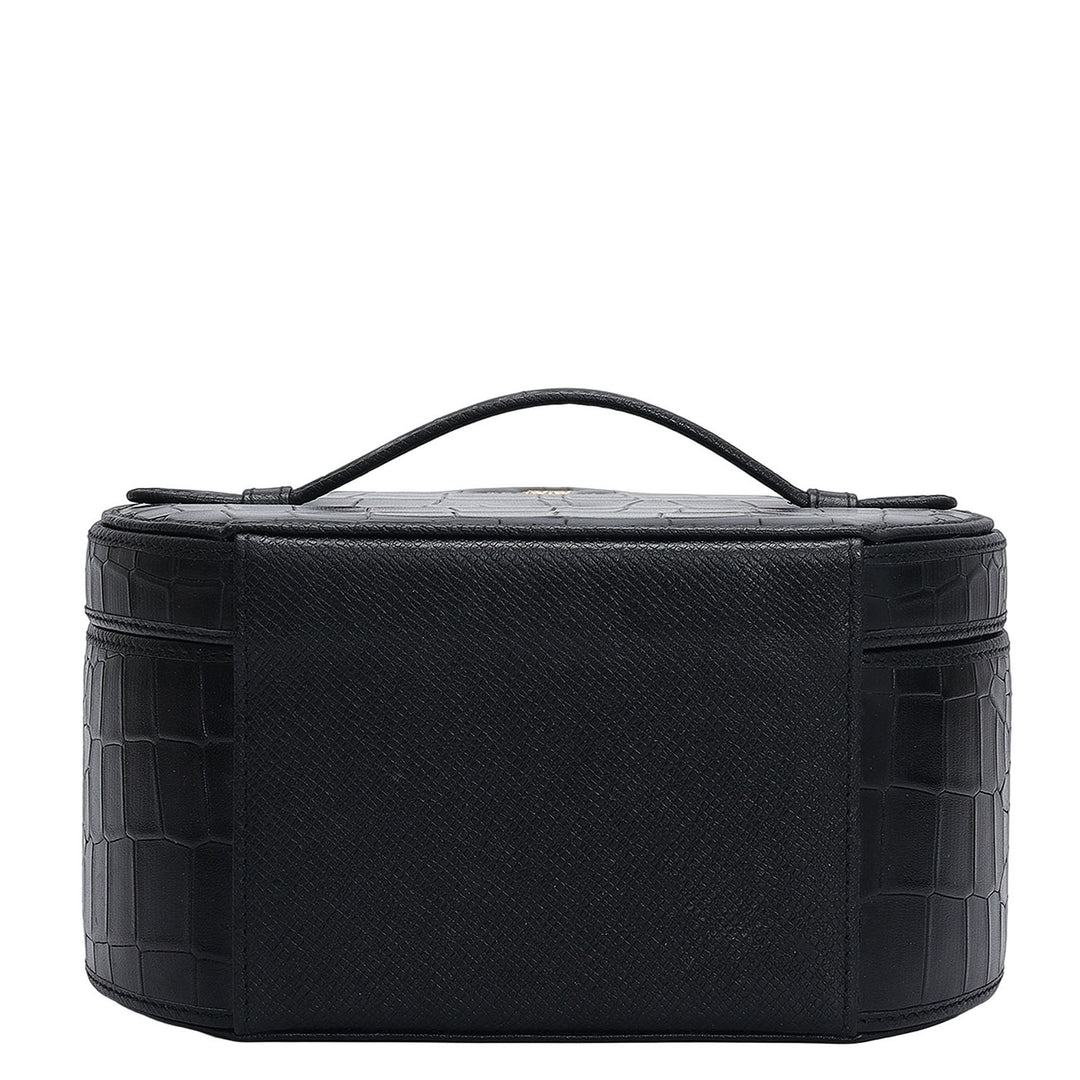 Croco Leather Jewellery Case - Black