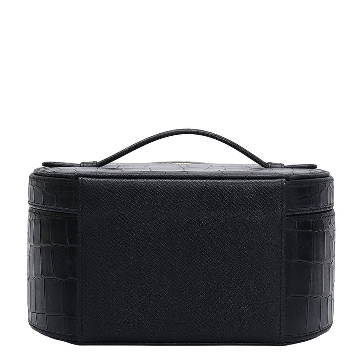 Croco Leather Jewellery Case - Black