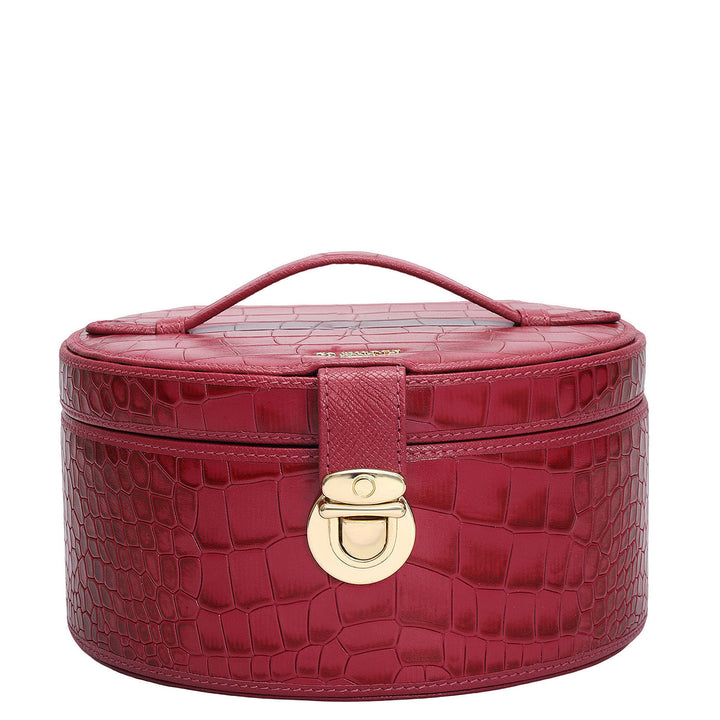 Croco Leather Jewellery Case - Plumberry
