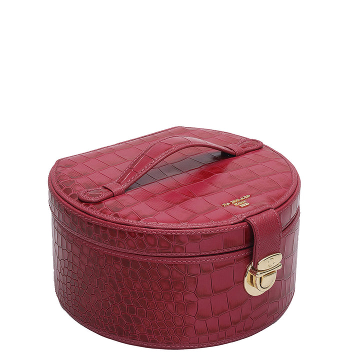 Croco Leather Jewellery Case - Plumberry