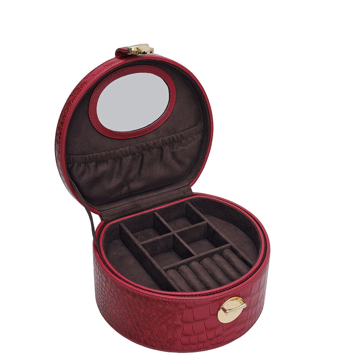 Croco Leather Jewellery Case - Plumberry