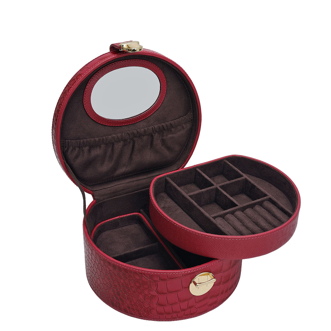 Croco Leather Jewellery Case - Plumberry