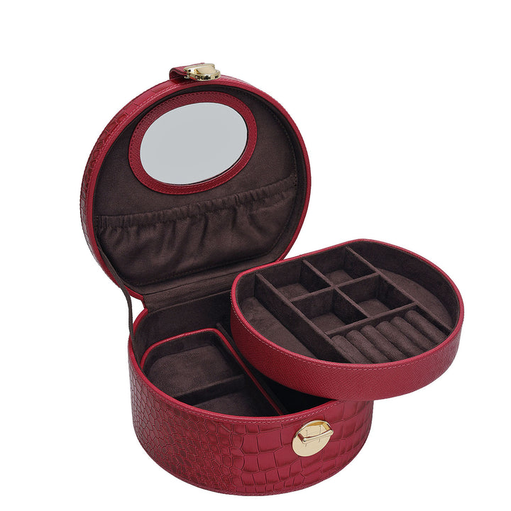 Croco Leather Jewellery Case - Plumberry