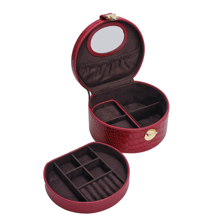 Croco Leather Jewellery Case - Plumberry