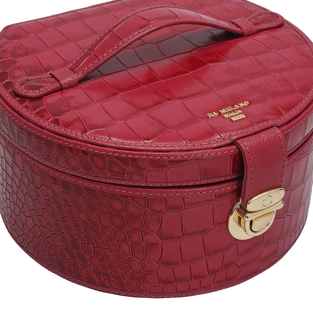 Croco Leather Jewellery Case - Plumberry