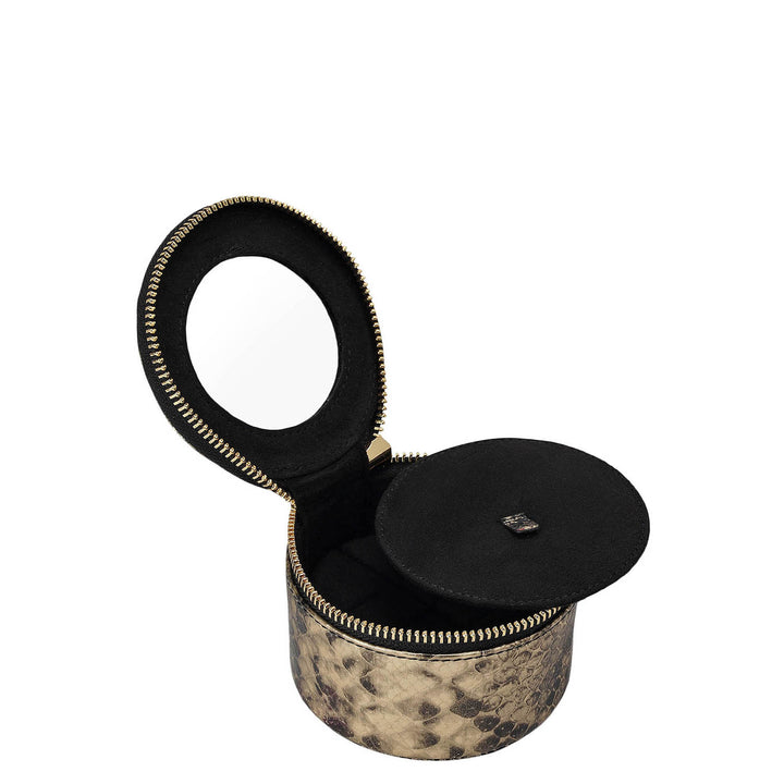 Snake Leather Jewellery Case - Gold & Black