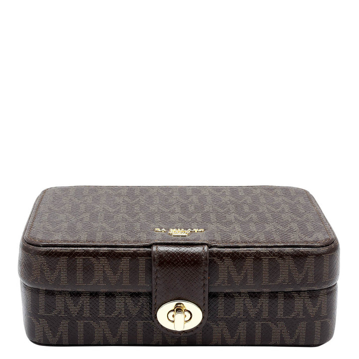 Monogram Franzy Leather Jewellery Case - Chocolate